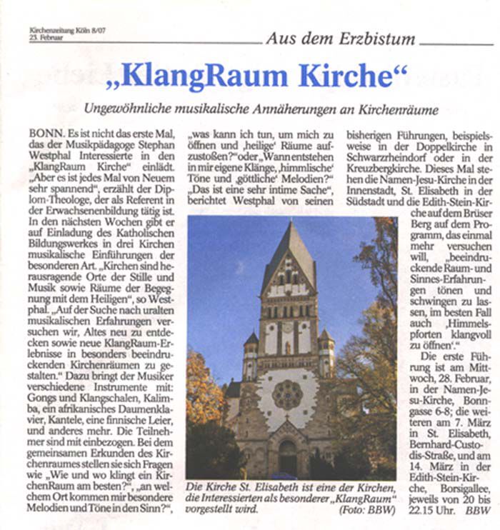 Kirchenzeitung Köln Nr. 8/07 - 23. Februar 2007 Kirchenzeitung Köln Nr. 8/07 - 23. Februar 2007
